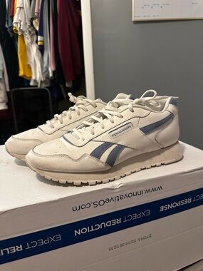 Reebok White Sneakers with Light Blue Trim